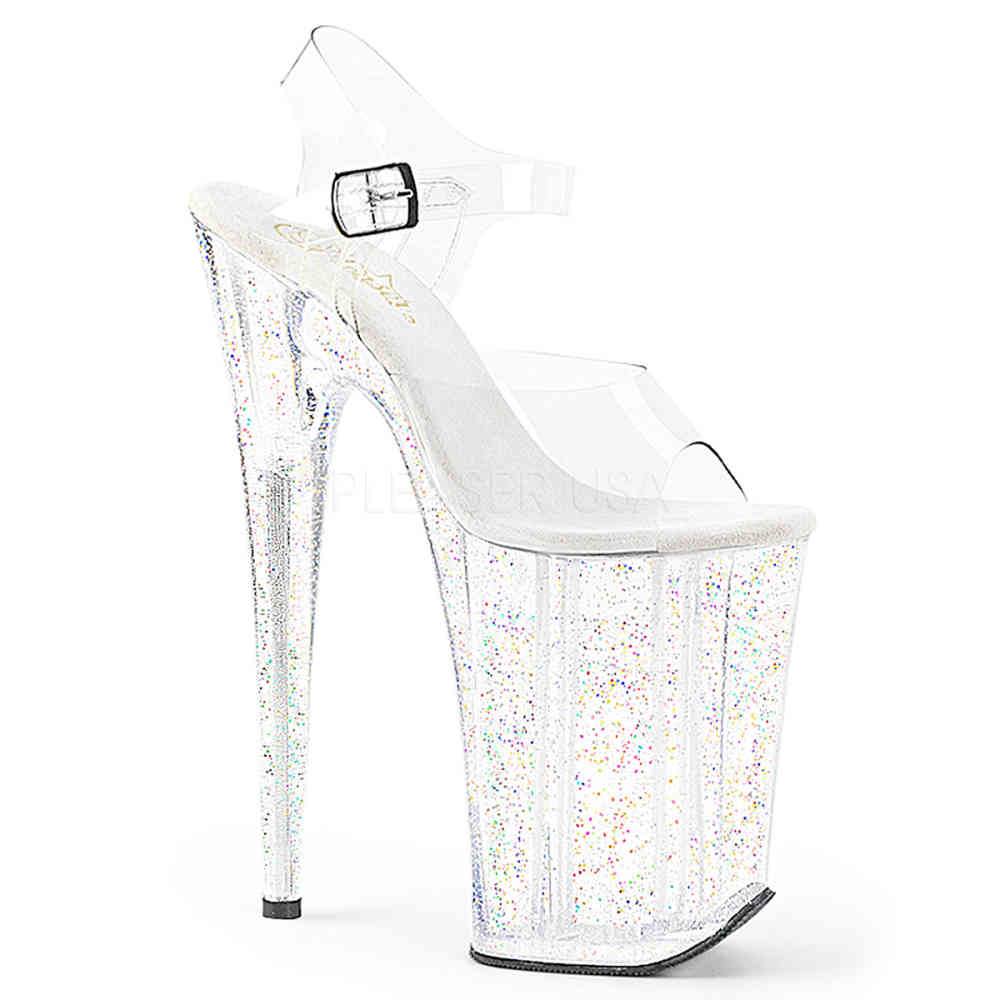 Pleaser - INFINITY908MG Sandale à bride à la cheville, Pole dance chaussures - Chaussures de pole dance - Transparent Product image